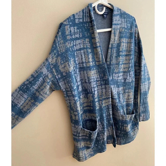 J. Jill Indigo Artisanal Pure Jill Open Front Blue Sweater Petite S - Picture 3 of 11